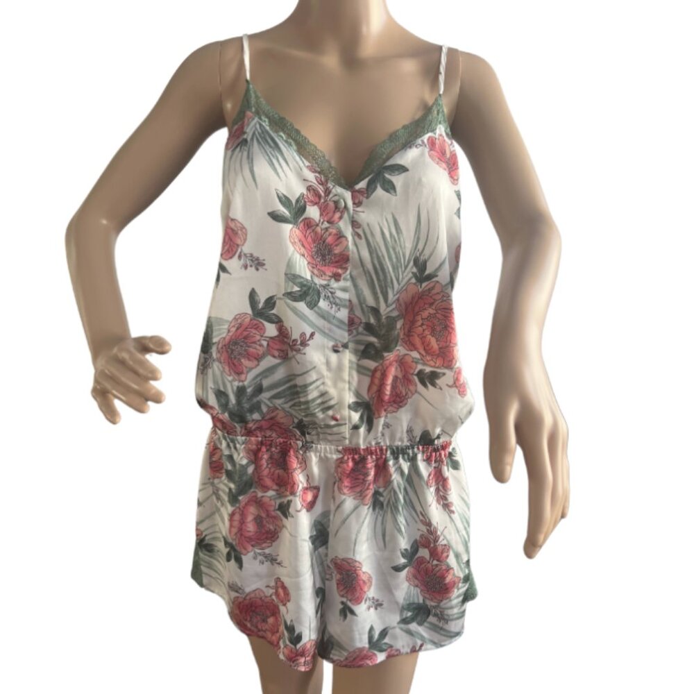 LA VIE EN ROSE One piece jumpsuit / Lingerie / Floral & Lace / Size L